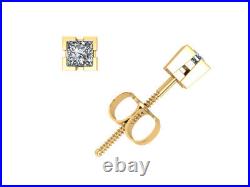 0.20Ct Princess Diamond Basket Stud Earrings 14Karat Yellow Gold V-Prong I SI2