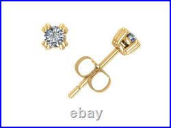 0.25Ct Round Cut Diamond Basket Stud Earrings 14Karat Yellow Gold Double Prong