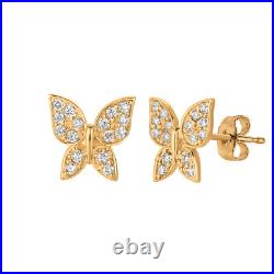 0.30 Carat Natural Diamond Butterfly Earrings G SI 14K Yellow Gold