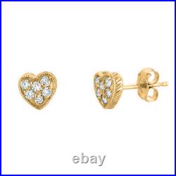 0.30 Carat Natural Diamond Heart Earrings G SI 14K Yellow Gold