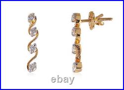 0.52 Cts Round Brilliant Cut Diamonds Stud Earrings In Solid 14Karat Yellow Gold