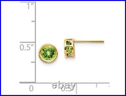 1.10 Carat (ctw) Peridot Earrings 5mm 14K Yellow Gold