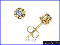 1/4Ct Round Cut Diamond Buttercup Stud Earrings 14Karat Yellow Gold Prong F VS2