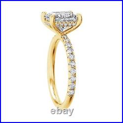 1.54 Carat E VS2 Princess Cut Diamond Treated Engagement Ring 14K Yellow Gold