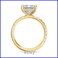 1.54 Carat E VS2 Princess Cut Diamond Treated Engagement Ring 14K Yellow Gold