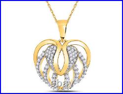 1/6 Carat (ctw I2-I3) Diamond Heart Pendant 10K Yellow Gold with Cha