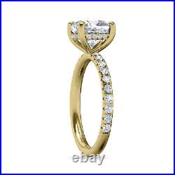 1.60 Carat VS1 H Natural Cushion Cut Diamond Engagement Ring 14K Yellow Gold