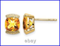 1.75 Carat (ctw) Cushion-Cut Citrine Button Post Earrings in 14K Yellow Gold