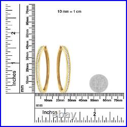 1 Carat Real Slim Diamond Hoop Earrings in 10K Yellow Gold