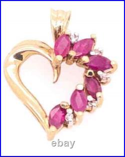 10 Karat Yellow Gold Heart Pendant with Amethyst and Diamonds 101-875