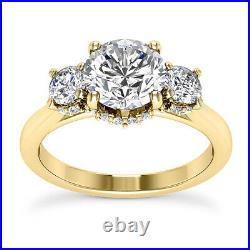 100% Natural 1.45 Carat VVS2/D Round Cut Diamond Engagement Ring Yellow Gold 14k