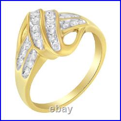 10K Yellow Gold Plated. 925 Sterling Silver 1.0 Cttw Diamond Ring