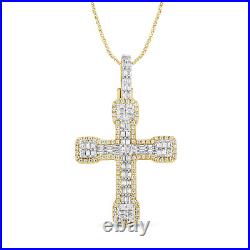 10k Yellow Gold 1 Carat 1.50 Inches Real Diamond Cross Pendant Charm Cross
