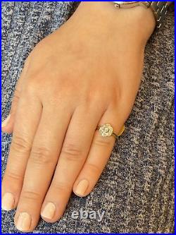 14 Karat Yellow Gold 0.25 Carat Floral 9 Round Diamonds Cluster Engagement Ring