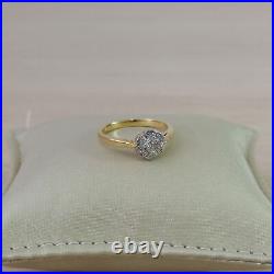 14 Karat Yellow Gold Floral 9 Round Diamond Cluster Engagement Ring Gift For Her