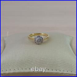 14 Karat Yellow Gold Floral 9 Round Diamond Cluster Engagement Ring Gift For Her