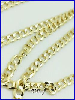 14K Solid Yellow Gold Cuban Link Chain Necklace 18 Men's Women Sizes