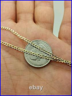 14K Solid Yellow Gold Cuban Link Chain Necklace 18 Men's Women Sizes