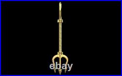 14K Solid Yellow Gold Trident Pendant / Gold Trident of Poseidon / Gold Poseidon