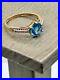 14K YELLOW GOLD 1.7CT BRIGHT BLUE TOPAZ & DIAMOND ACCENT RING SIZE 10.2.8g-G8