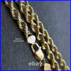 14K Yellow Gold 1mm-5mm Diamond Cut Rope Chain Necklace Bracelet 6- 9.5 Hollow