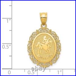 14K Yellow Gold Solid Satin Polished Sagittarius Zodiac Pendant L-28 mm, 1.7gm