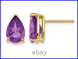 14K Yellow Gold Solitaire Amethyst Earrings 2.00 Carat (ctw)