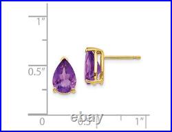 14K Yellow Gold Solitaire Amethyst Earrings 2.00 Carat (ctw)