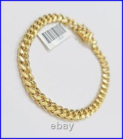 14k Gold Bracelet 6mm 8 Inch Real 14kt Yellow Gold Men women, Box clasp, REAL
