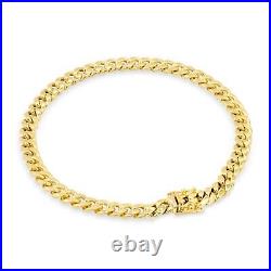 14k Gold Bracelet 6mm 8 Inch Real 14kt Yellow Gold Men women, Box clasp, REAL