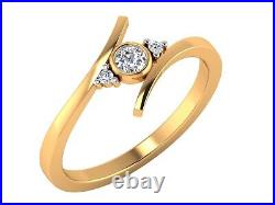14k Solid Yellow Gold 0.14 Carat Round Cut Solitaire Diamond Engagement Ring