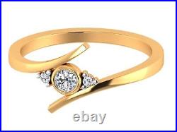 14k Solid Yellow Gold 0.14 Carat Round Cut Solitaire Diamond Engagement Ring