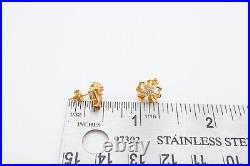 14k Yellow Gold 0.15 CTW Diamond Earrings Bow T&C