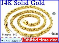 14k Yellow Gold 20inch Rope / Chain Necklace