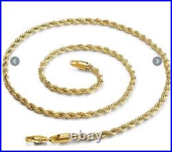14k Yellow Gold 20inch Rope / Chain Necklace