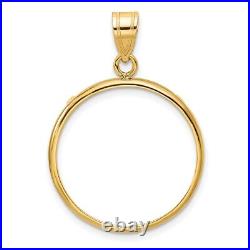 14k Yellow Gold 21.6mm Polished Prong Coin Bezel Pendant