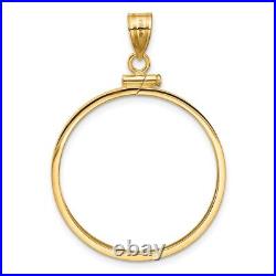 14k Yellow Gold 27mm Polished Screw Top Coin Bezel Pendant