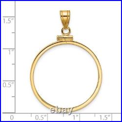 14k Yellow Gold 27mm Polished Screw Top Coin Bezel Pendant