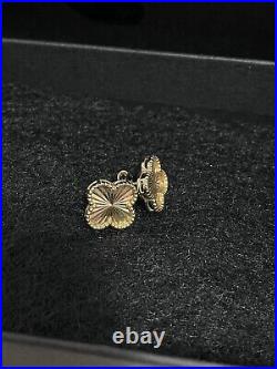 14k Yellow Gold Clover Earrings, Push Back, Butterfly Closure, Brand New
