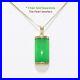 14k Yellow Gold Curve Shape Green Jade Pendant Necklace