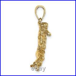 14k Yellow Gold Male Karate Necklace Pendant Charm Sport Boxing Fine Jewelry