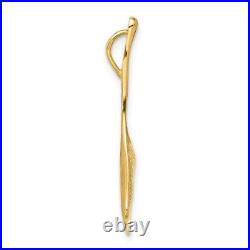 14k Yellow Gold Textured Large Ginkgo Leaf Chain Slide Pendant Gift for Mom