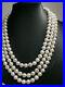 17 19 21 3 Rows AAAA 9-8 MM SOUTH SEA white pearl necklace 14K gold p Clasp
