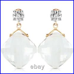 17.56 Carat 14K Yellow Gold Gemstone Stud Earrings Diamond Rose Topaz Certified