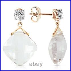 17.56 Carat 14K Yellow Gold Gemstone Stud Earrings Diamond Rose Topaz Certified