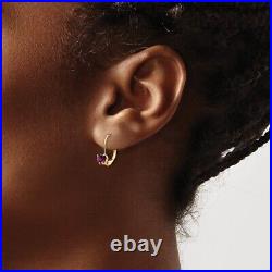17mm 14K Yellow Gold 5mm Heart Amethyst Leverback Earrings