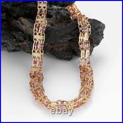 18K 12mm Gold GF 2-Tone Cage Chain with Stones Mens Chunky Necklace Rose