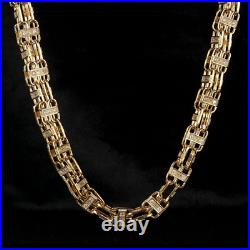 18K 12mm Gold GF Cage Chain with Stones Mens Chunky Necklace