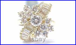 18Kt Round & Baguette Diamond Multi Shape Yellow Gold Cluster Ring 2.03Ct