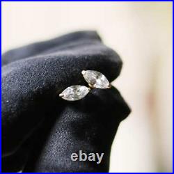 1Ct Simulated Diamond Marquise Cut Solid 14K Yellow Gold Stud Push Back Earrings